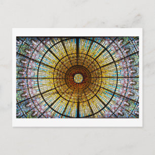 Carte Postale Rosace de Barcelone en Verre Coloré