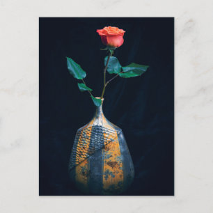 Carte Postale Rose à une seule personne dans la photo Vase