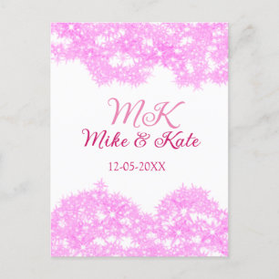 Carte Postale rose ajouter nom de couple date monogramme parties