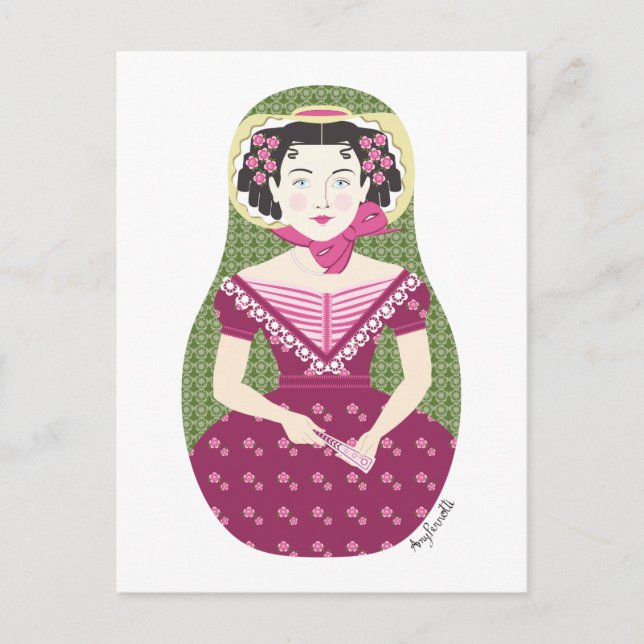 Carte postale Rose anglaise Matryoshka (Devant)