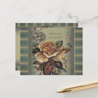Carte Postale Rose antique (bleu) Personnalisé