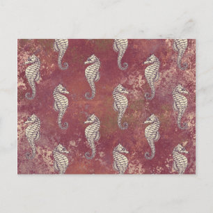 Carte Postale Rose avec White Seahorse