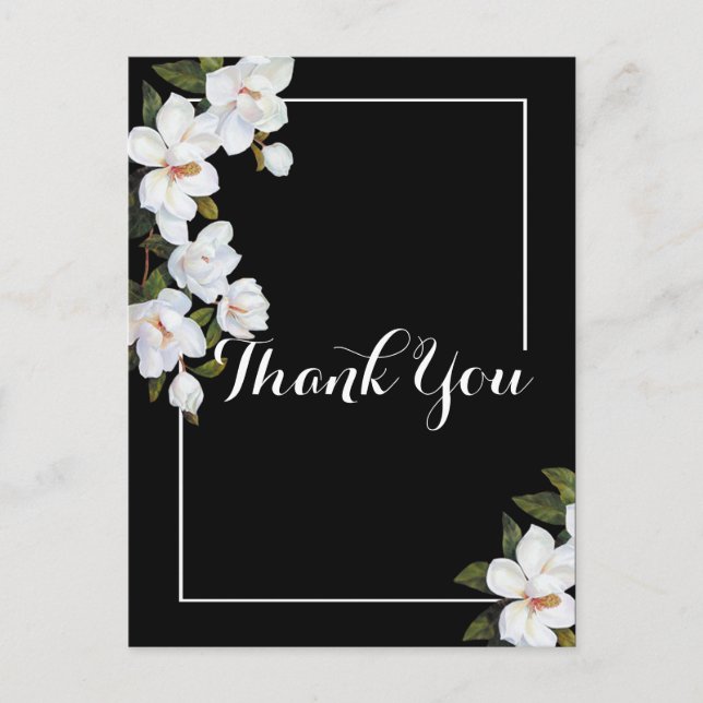 Carte Postale Rose blanche vintage merci (Devant)