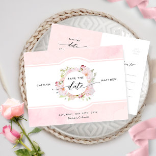 Carte Postale Rose, Blush, Rose Gold Chic Wedding Enregistrer la
