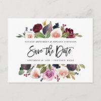 Rose, bordeaux et fig floral enregistrer la date
