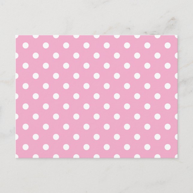 Carte Postale Rose Clair et Points Blancs (Devant)