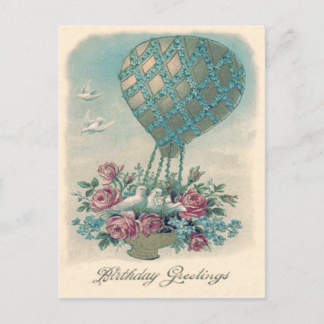 Carte Postale Rose de ballon à air chaud Dove Oubliez-Moi-Pas (Devant)