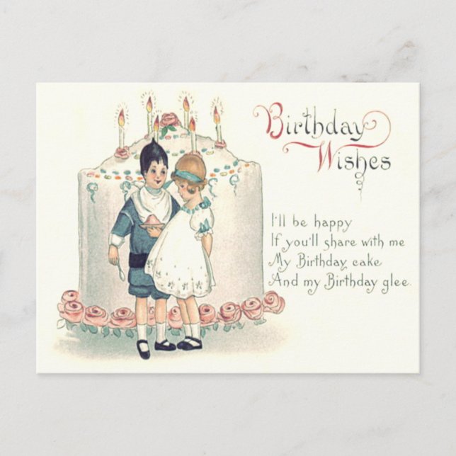 Carte Postale Rose de gâteau d'anniversaire pour enfants (Devant)