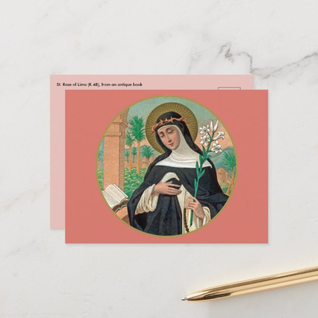 Carte Postale Rose de Lima (Détail; K 48) (Devant/Arrière en situation)