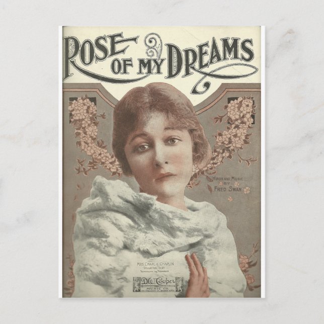 Carte Postale rose de mes rêves mme charlie chaplin (Devant)