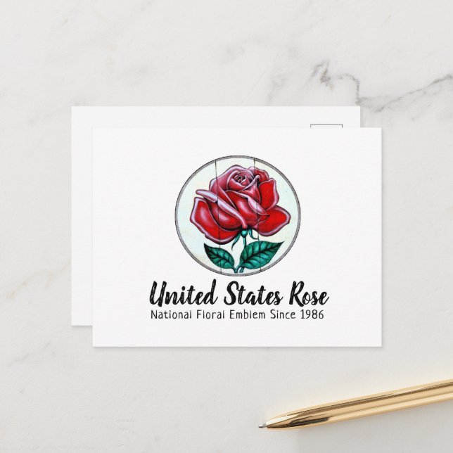Carte Postale Rose des États-Unis (Devant/Arrière en situation)