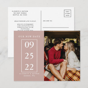 Carte Postale Rose Dusty Changer Date Photo Mariage Postponction