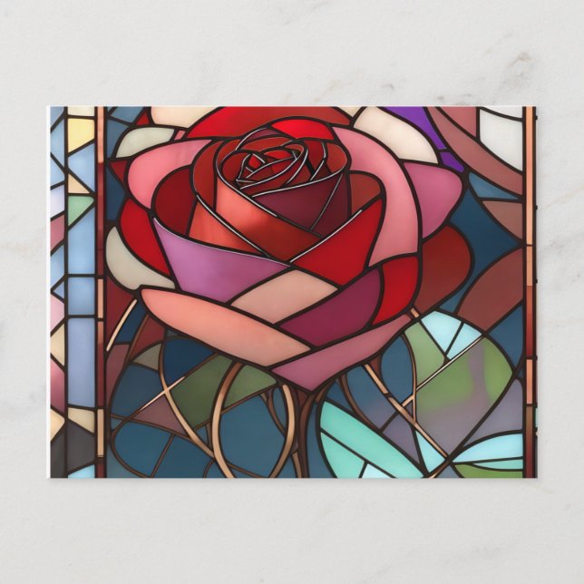 Carte Postale Rose en verre tendu (Devant)