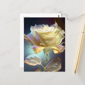 Carte Postale Rose en verre translucide - Jaune