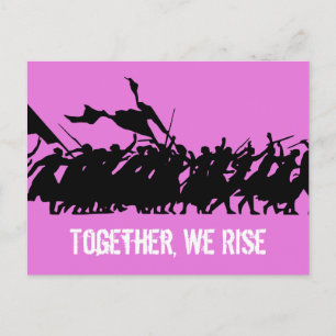 Carte postale rose "Ensemble, nous nous levons"