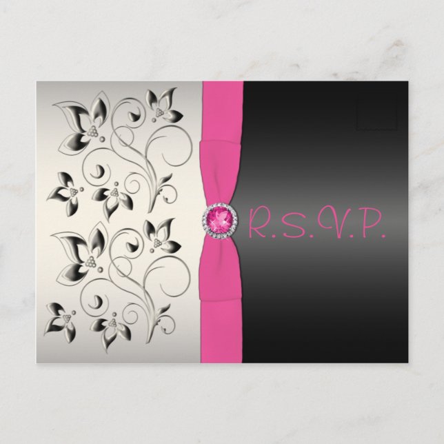 Carte postale rose et noire 16 RSVP (Devant)