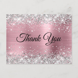 Carte Postale Rose et Paillettes Argentées 30ème Anniversaire Me