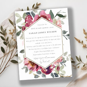 CARTE POSTALE ROSE FLORA DRIVE BY BABY SHOWER ROUGE BOURGOGNE BL