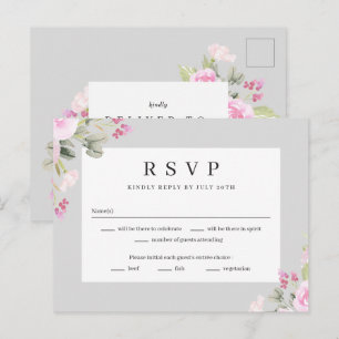 Carte Postale Rose Garden Floral Wedal RSVP Reply Card