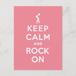 Carte Postale Rose Gardez calme et rocher sur