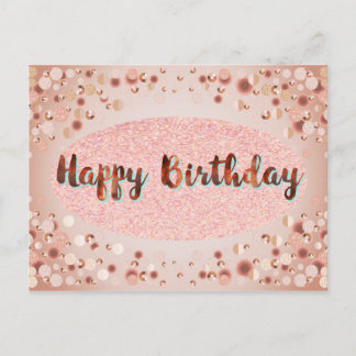 Carte postale rose Gold Bonne Parties scintillant 