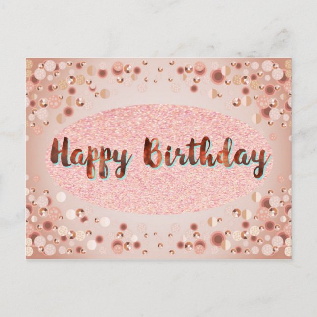 Carte postale rose Gold Bonne Parties scintillant  (Devant)