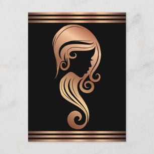 Carte Postale Rose Gold Chic Fille Beauté Cheveux Maquillage Sal