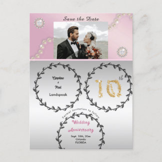 Carte Postale Rose Gold Diamond 10e anniversaire Enregistrer la 