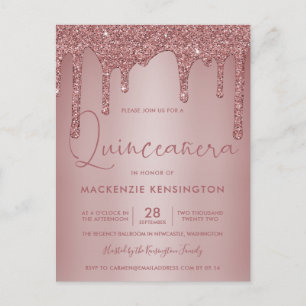 Carte Postale Rose Gold Éperche Parties scintillant Drives Quinc