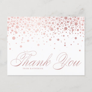 Carte Postale Rose Gold Foil Confetti Dots Merci