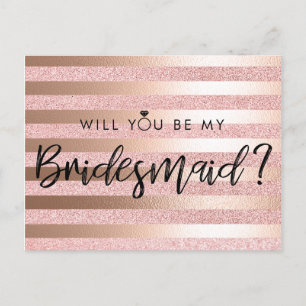 Carte Postale Rose Gold Foil Et Parties scintillant Bridesmaid P