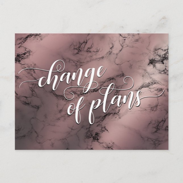 Carte Postale Rose Gold Marble Changement de plans Reporté Maria (Devant)