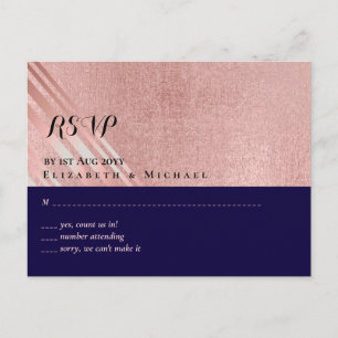 Carte Postale Rose Gold Marine Parties scintillant bleue  Foil L