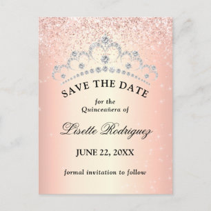 Carte Postale Rose Gold Quinceanera Enregistrer La Date