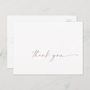 Carte postale Rose Gold Script Merci