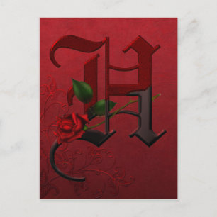 Carte Postale Rose gothique Monogramme H