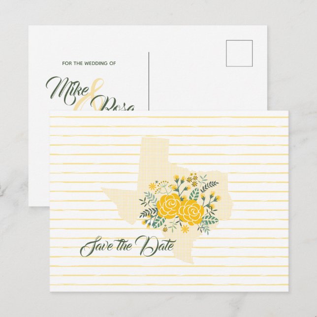 Carte Postale Rose jaune du Texas - En vichy état Enregistrer la (Devant / Derrière)