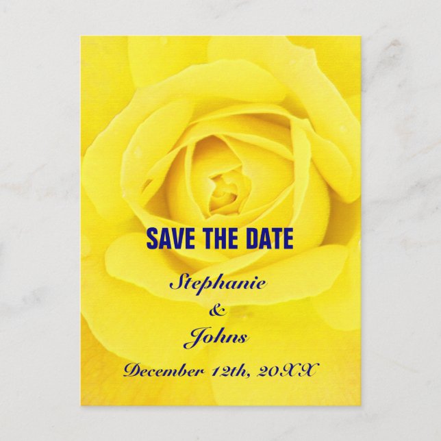 Carte Postale Rose Jaune Marine Bleu Cute Unique Enregistrer La  (Devant)