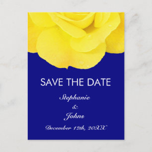 Carte Postale Rose Jaune Marine bleu mignonne Enregistrer la dat