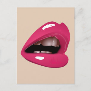 CARTE POSTALE ROSE LIPS MOUTH KISS