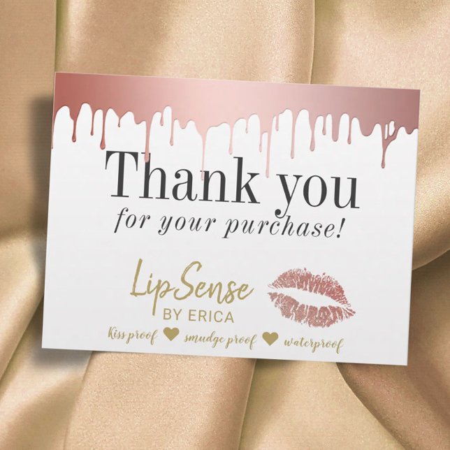 Carte Postale Rose LipSense Distributor Gold Dripping Merci (Créateur téléchargé)