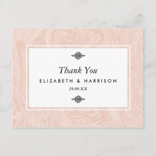 Carte Postale Rose marbré Élégant Merci de mariage vintage 