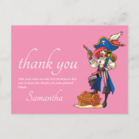 Carte postale rose Merci pirate