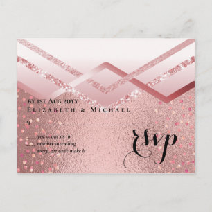 Carte Postale Rose moderne Gold tendance Mariage budget
