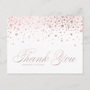 Carte Postale Rose or Foil Confetti Mariage Merci