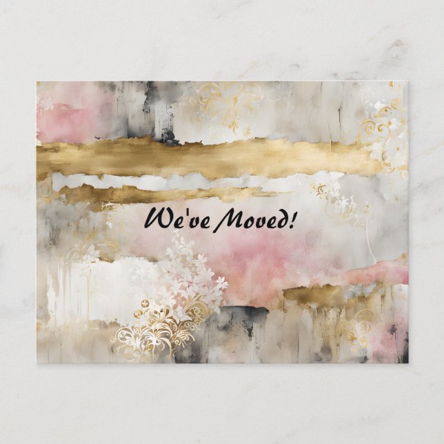 Carte Postale Rose Or Gris Wabi Sabi Nouvelle Adresse (Devant)
