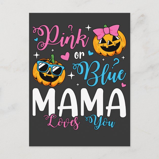 Carte Postale Rose Ou Bleu Maman T'aime Citrouille Bébé (Devant)