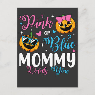 Carte Postale Rose ou Bleu Maman T'aime Citrouille Bébé