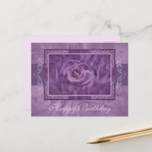 Carte postale Rose pourpre et dentelle