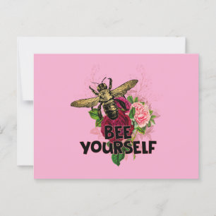 Carte Postale Rose radiant et douce abeille, abeille-toi Postca